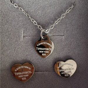 Silver Heart Necklace and Earrings Set